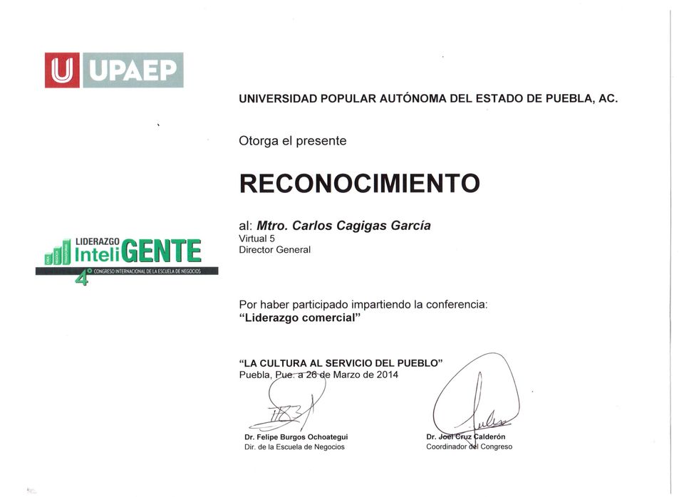 Reconocimiento 6 a Carlos Cagigas