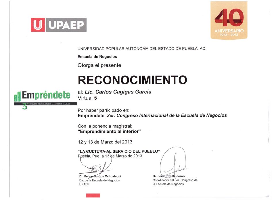 Reconocimiento 7 a Carlos Cagigas